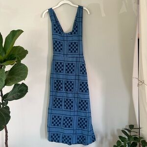 Blue Checkered Sleeveless Dress